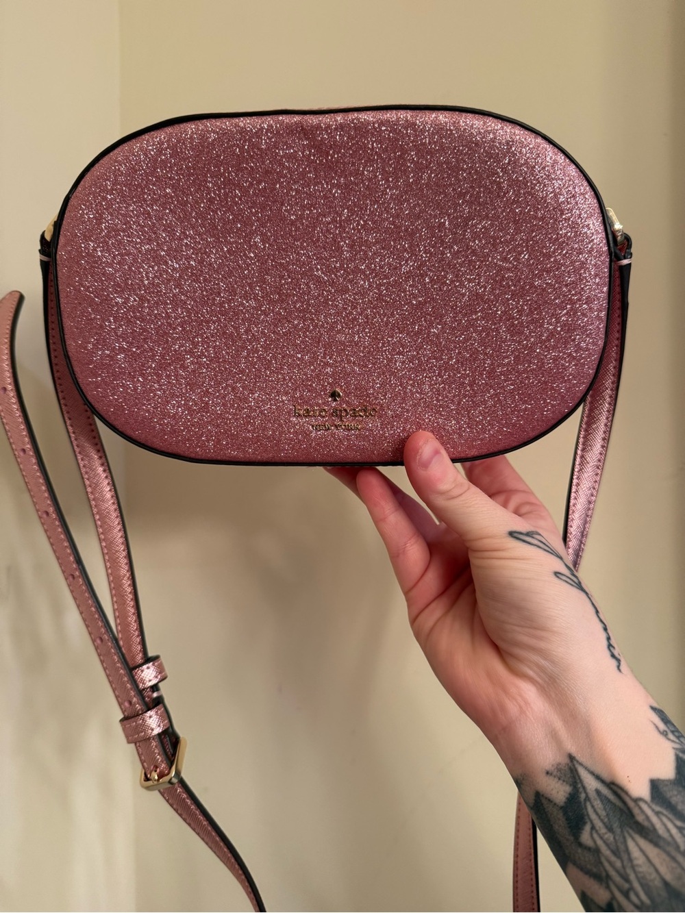kate spade Glitter Pink Oval Crossbody Bag